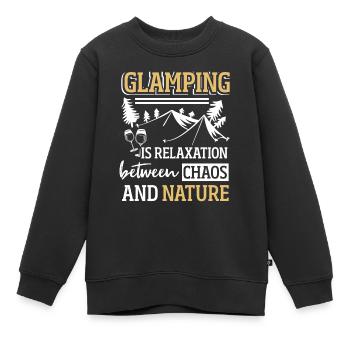 Camping glamour glamping - Sweat Premium enfant bio - noir - Devant - AI Model Kid Female (0cm)