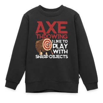 Axt Werfer Axt Werfen Axt Geschenk - Kinder Premium Organic Sweatshirt - Schwarz - Vorne - AI Model Kid Female (0cm)