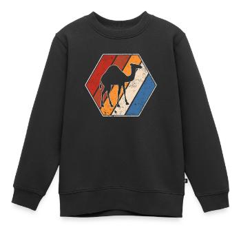 Dromedar Retro - Kinder Premium Organic Sweatshirt - Schwarz - Vorne - AI Model Kid Female (0cm)