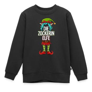 Zockerin Elfe Partnerlook Weihnachten - Kinder Premium Organic Sweatshirt - Schwarz - Vorne - AI Model Kid Female (0cm)