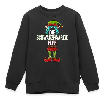 Schwarzhaarige Elfe Partnerlook Weihnachten - Kinder Premium Organic Sweatshirt - Schwarz - Vorne - AI Model Kid Female (0cm)