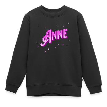 Nom Anne personnalisé - Sweat Premium enfant bio - noir - Devant - AI Model Kid Female (0cm)