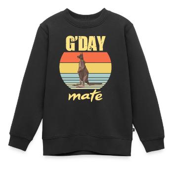 Kangourou G’day Outback Australie Marsupiaux Kangourou - Sweat Premium enfant bio - noir - Devant - AI Model Kid Female (0cm)