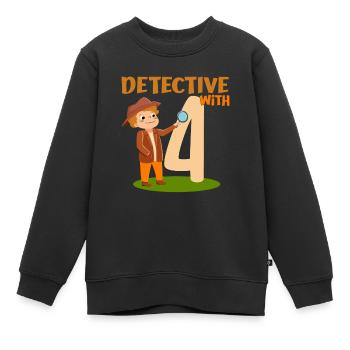 Détective Birthday Boy 4 ans à 4 ans Cadeau - Sweat Premium enfant bio - noir - Devant - AI Model Kid Female (0cm)