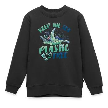 Haltet Das Meer Plastikfrei Rettet Den Ozean. - Kinder Premium Organic Sweatshirt - Schwarz - Vorne - AI Model Kid Female (0cm)