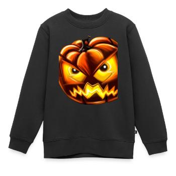 Halloween Kürbis Mit Feurigen Augen - Kinder Premium Organic Sweatshirt - Schwarz - Vorne - AI Model Kid Female (0cm)
