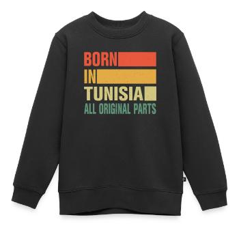 Né en Tunisie - Sweat Premium enfant bio - noir - Devant - AI Model Kid Female (0cm)