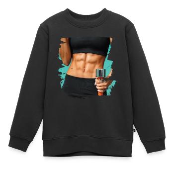 Fake Muskel Frau Fitness Frauenkörper - Kinder Premium Organic Sweatshirt - Schwarz - Vorne - AI Model Kid Female (0cm)