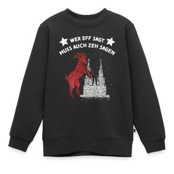 Kölner Dom Rot Weiss Rut Wies Fussball Karnevalist - Kinder Premium Organic Sweatshirt - Schwarz - Vorne - AI Model Kid Female (0cm)