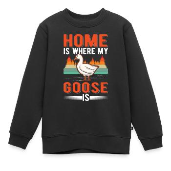 La maison est l’endroit où mon oie est Oie Oie Oie - Sweat Premium enfant bio - noir - Devant - AI Model Kid Female (0cm)