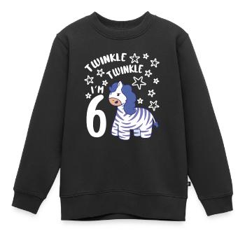 Six 6yr 6th Zebra Birthday Girl 6 Years Old Gift - Kinder Premium Organic Sweatshirt - Schwarz - Vorne - AI Model Kid Female (0cm)