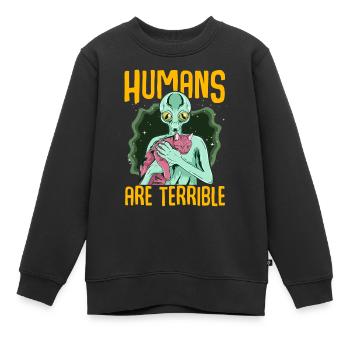 Lustiges Alien UFO Area 51 und Katzen Liebhaber - Kinder Premium Organic Sweatshirt - Schwarz - Vorne - AI Model Kid Female (0cm)