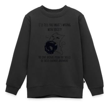 Trink aus dem Schädel deines Feindes - Böse Katze - Kinder Premium Organic Sweatshirt - Schwarz - Vorne - AI Model Kid Female (0cm)