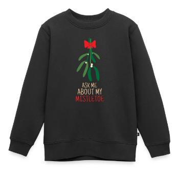 Fragen Sie mich nach Mistel Symbol der Liebe für Weihnachten - Kinder Premium Organic Sweatshirt - Schwarz - Vorne - AI Model Kid Female (0cm)