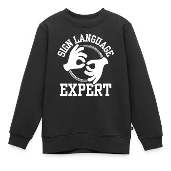 Gebärdensprache Experte Gebärden Awareness Gestik - Kinder Premium Organic Sweatshirt - Schwarz - Vorne - AI Model Kid Female (0cm)