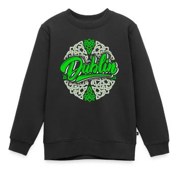 Dublin Dublin-Irland Irland, Dublin-Logo, keltisch - Kinder Premium Organic Sweatshirt - Schwarz - Vorne - AI Model Kid Female (0cm)