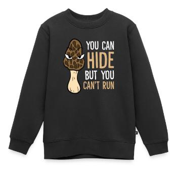 Morchelpilzjäger Du kannst dich verstecken, aber - Kinder Premium Organic Sweatshirt - Schwarz - Vorne - AI Model Kid Female (0cm)