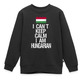 Je ne peux pas rester calme Je suis hongrois - Sweat Premium enfant bio - noir - Devant - AI Model Kid Female (0cm)
