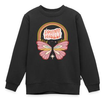 Butterfly Myself Motivational Saying with Cute But - Kinder Premium Organic Sweatshirt - Schwarz - Vorne - AI Model Kid Female (0cm)