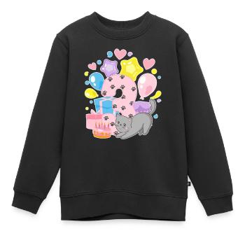 Chemise d’anniversaire Chaton enfin fille de 3 ans - Sweat Premium enfant bio - noir - Devant - AI Model Kid Female (0cm)