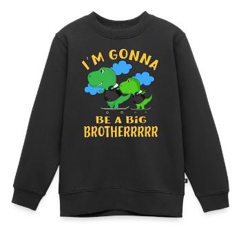 I'm Gonna Be A Big Brother Dinosaurs Baby Reveal - Kinder Premium Organic Sweatshirt - Schwarz - Vorne - AI Model Kid Female (0cm)