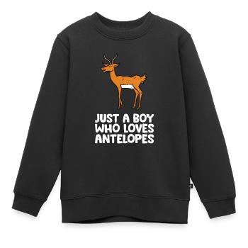Nur ein Junge, der Antilopen liebt - Kinder Premium Organic Sweatshirt - Schwarz - Vorne - AI Model Kid Female (0cm)