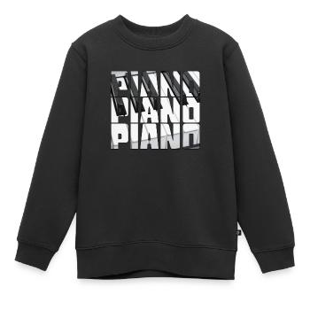 Piano - Sweat Premium enfant bio - noir - Devant - AI Model Kid Female (0cm)