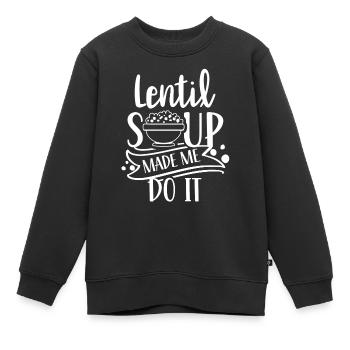 La soupe aux lentilles m’a fait des lentilles - Sweat Premium enfant bio - noir - Devant - AI Model Kid Female (0cm)