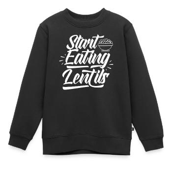 Commencez à manger des lentilles Soupe aux lentilles - Sweat Premium enfant bio - noir - Devant - AI Model Kid Female (0cm)