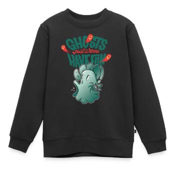 Geist will nur Spaß haben Halloween-Party-Albtraum - Kinder Premium Organic Sweatshirt - Schwarz - Vorne - AI Model Kid Female (0cm)