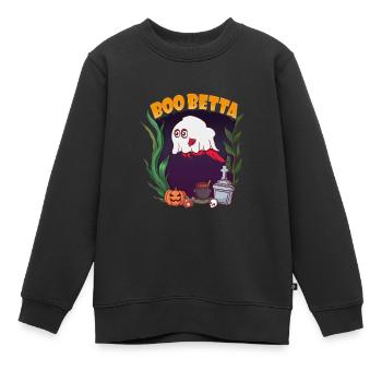 Boo Betta - Kampffisch Betta Splendens Halloween - Kinder Premium Organic Sweatshirt - Schwarz - Vorne - AI Model Kid Female (0cm)