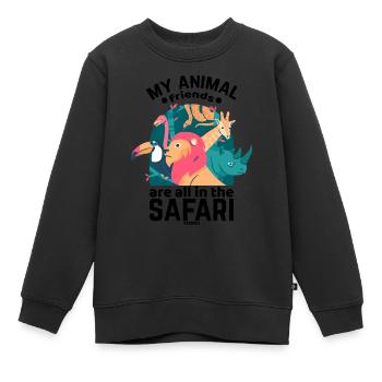 Safari - Sweat Premium enfant bio - noir - Devant - AI Model Kid Female (0cm)
