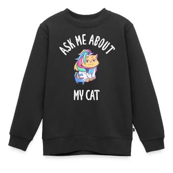 Posez-moi des questions sur mon chat - Sweat Premium enfant bio - noir - Devant - AI Model Kid Female (0cm)