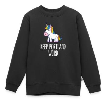 Keep Portland Weird Unicorn Liberal Excenter Weird - Kinder Premium Organic Sweatshirt - Schwarz - Vorne - AI Model Kid Female (0cm)