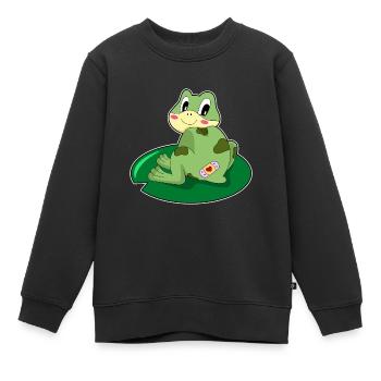 Frosch Pflaster - Kinder Premium Organic Sweatshirt - Schwarz - Vorne - AI Model Kid Female (0cm)