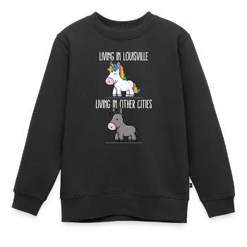 Leben in Louisville Pride Kentucky Einhorn Love - Kinder Premium Organic Sweatshirt - Schwarz - Vorne - AI Model Kid Female (0cm)