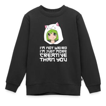 Ich bin nicht seltsam, ich bin nur kreativer als - Kinder Premium Organic Sweatshirt - Schwarz - Vorne - AI Model Kid Female (0cm)