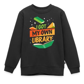 J’ai mon propre bibliothécaire - Sweat Premium enfant bio - noir - Devant - AI Model Kid Female (0cm)