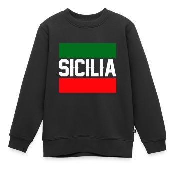 Sicily flag Sicily Palermo Italy - Kids Premium Organic Sweatshirt - black - Front - AI Model Kid Female (0cm)