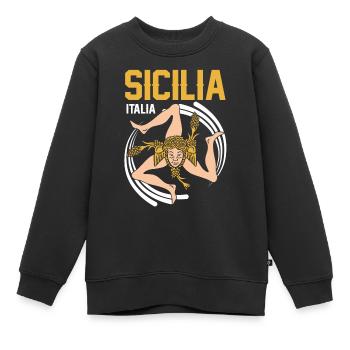 Sizilien flagge Sizilien Palermo Italien - Kinder Premium Organic Sweatshirt - Schwarz - Vorne - AI Model Kid Female (0cm)