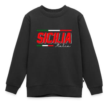 Sicile drapeau Sicile Palerme Italie - Sweat Premium enfant bio - noir - Devant - AI Model Kid Female (0cm)