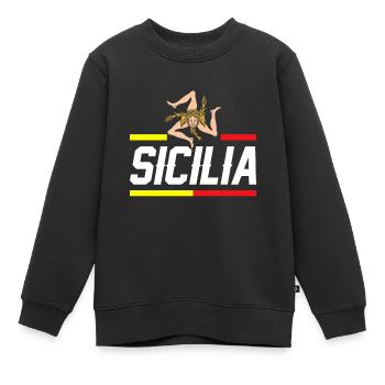 Sizilien flagge Sizilien Palermo Italien - Kinder Premium Organic Sweatshirt - Schwarz - Vorne - AI Model Kid Female (0cm)
