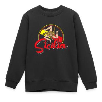 Sicile drapeau Sicile Palerme Italie - Sweat Premium enfant bio - noir - Devant - AI Model Kid Female (0cm)