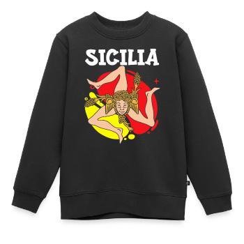 Sicily flag Sicily Palermo Italy - Kids Premium Organic Sweatshirt - black - Front - AI Model Kid Female (0cm)