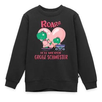 Bald Große Schwester Verkündung Dino Geschwister - Kinder Premium Organic Sweatshirt - Schwarz - Vorne - AI Model Kid Female (0cm)