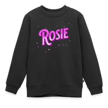 Nom Rosie personnalisé - Sweat Premium enfant bio - noir - Devant - AI Model Kid Female (0cm)