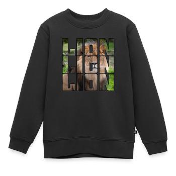 Lion - Sweat Premium enfant bio - noir - Devant - AI Model Kid Female (0cm)