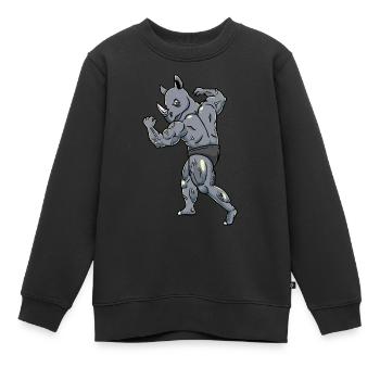 Rhino Fitness Gym Motivation - Kids Premium Organic Sweatshirt - black - Front - AI Model Kid Female (0cm)