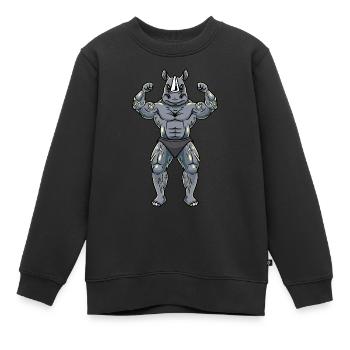Rhino Fitness Gym Motivation - Kids Premium Organic Sweatshirt - black - Front - AI Model Kid Female (0cm)