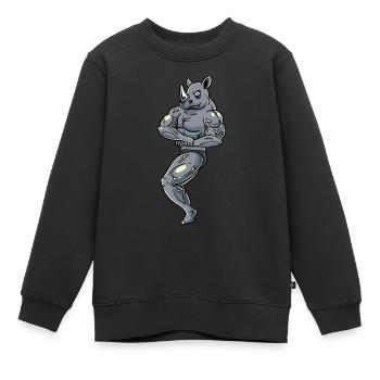 Rhino Fitness Gym Motivation - Kids Premium Organic Sweatshirt - black - Front - AI Model Kid Female (0cm)